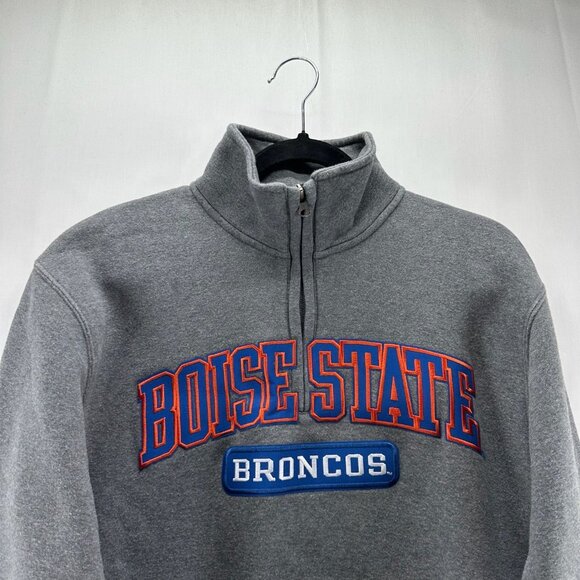 Boise State Broncos Sweatshirt Adult Sz S University Idaho 1/2 Zip Pullover Gray - Picture 3 of 11